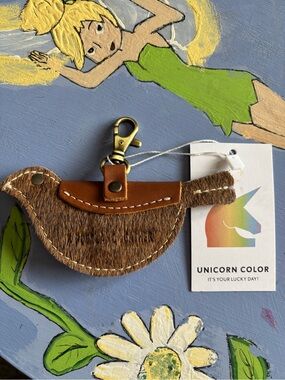 Portland Leather Hair on Hide Unicorn Mockingbird Bag Charm - NEW